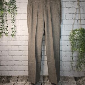 MENS HART SCHAFFNER & MARX 100% VIRGIN WOOL CHECKED DRESS PANT TAN BLACK 34/32
